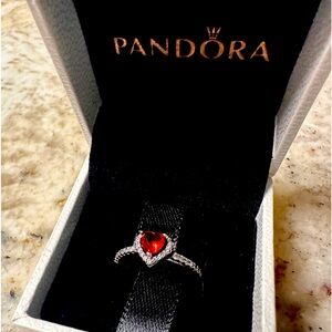 SIZE 7- Pandora Elevated Red Heart Ring